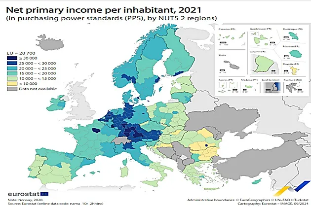 Care regiuni din UE au avut cele mai ridicate niveluri de venit?