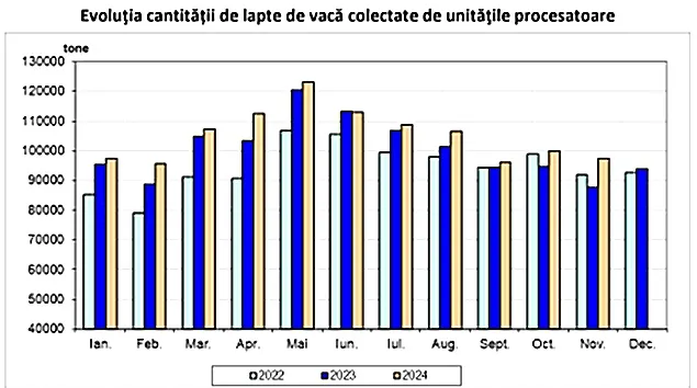 INS: Laptele colectat și producția de lactate