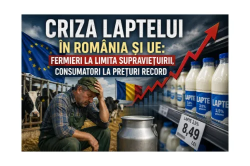Criza laptelui în România și UE: fermieri la limita supraviețuirii, consumatori la prețuri record