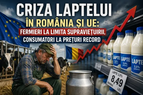 Criza laptelui în România și UE: fermieri la limita supraviețuirii, consumatori la prețuri record