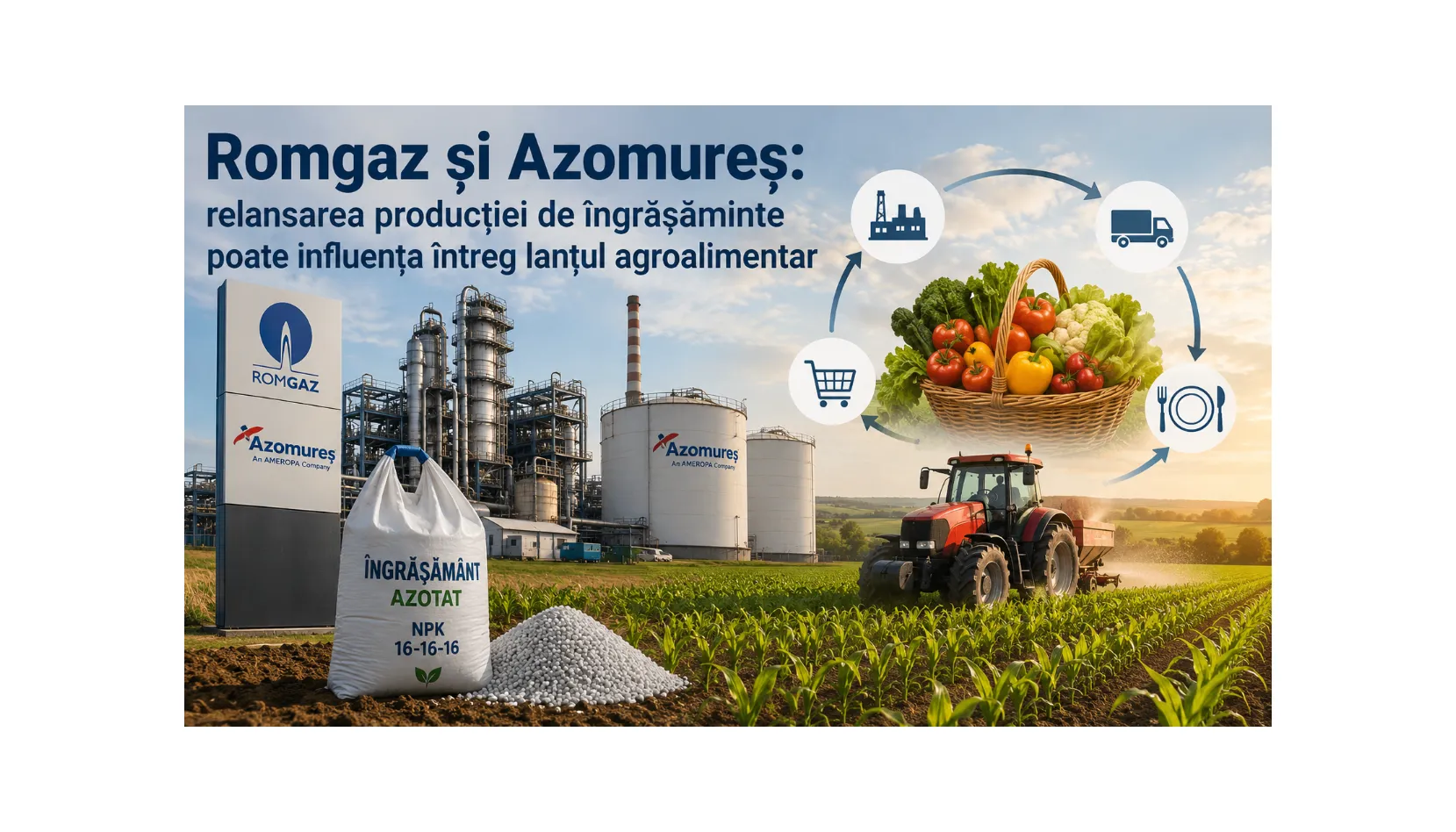 Azomureș reprezintă cea mai mare capacitate de producție de îngrășăminte din România și unul dintre cei mai mari consumatori industriali de gaze naturale.