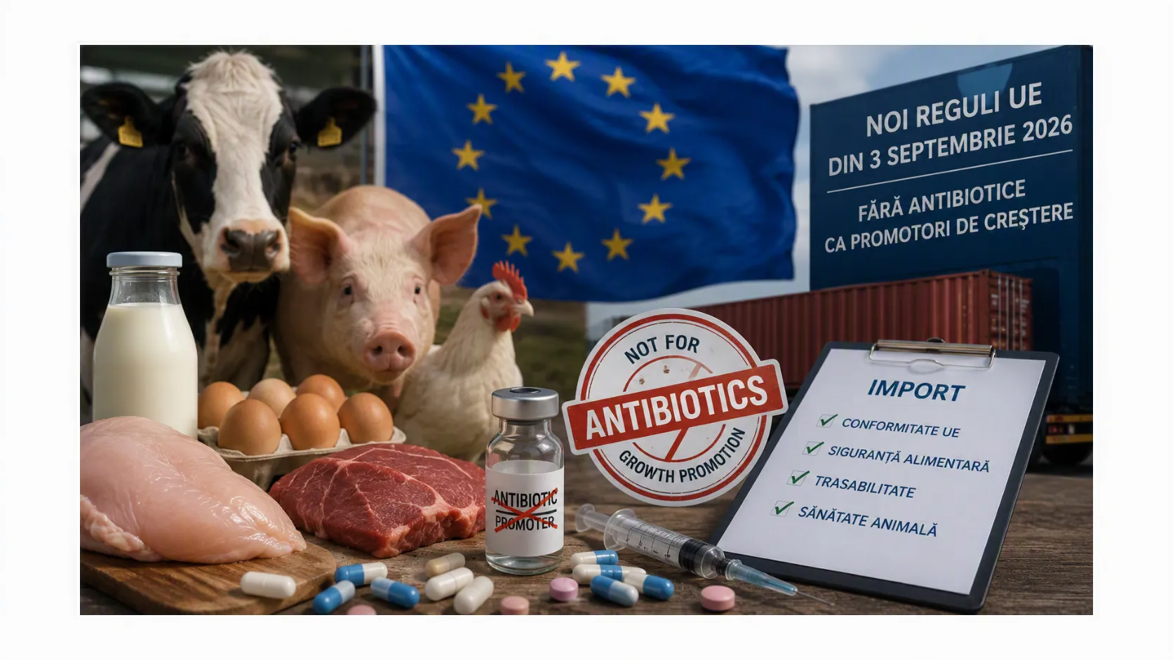 Antibioticele în carne și lapte: noile reguli europene schimbă comerțul internațional cu produse de origine animală