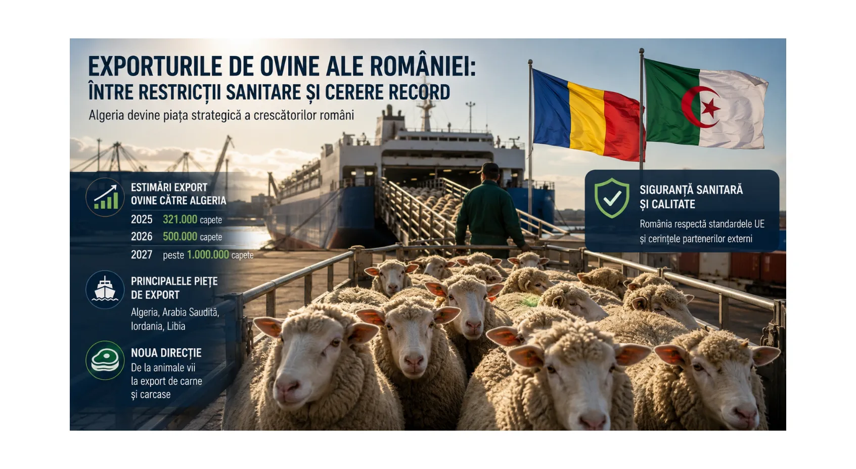 Exporturile de ovine ale României: între restricțiile sanitare și cererea record din Algeria