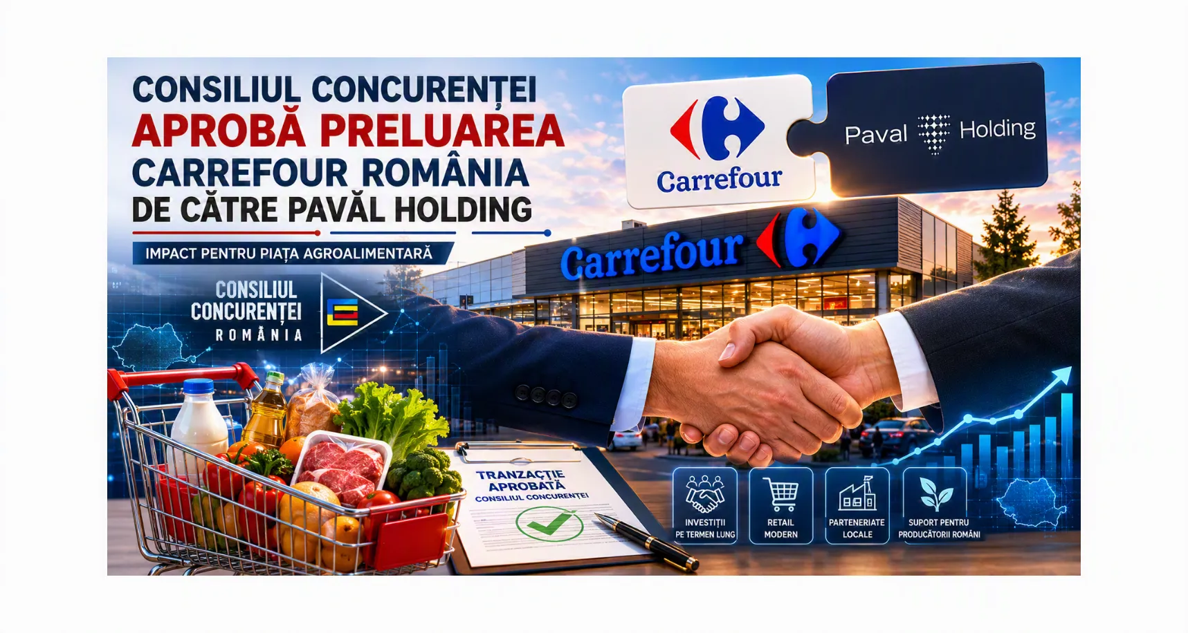 Consiliul Concurenței aprobă preluarea Carrefour România de către Pavăl Holding. Ce înseamnă tranzacția pentru piața agroalimentară?