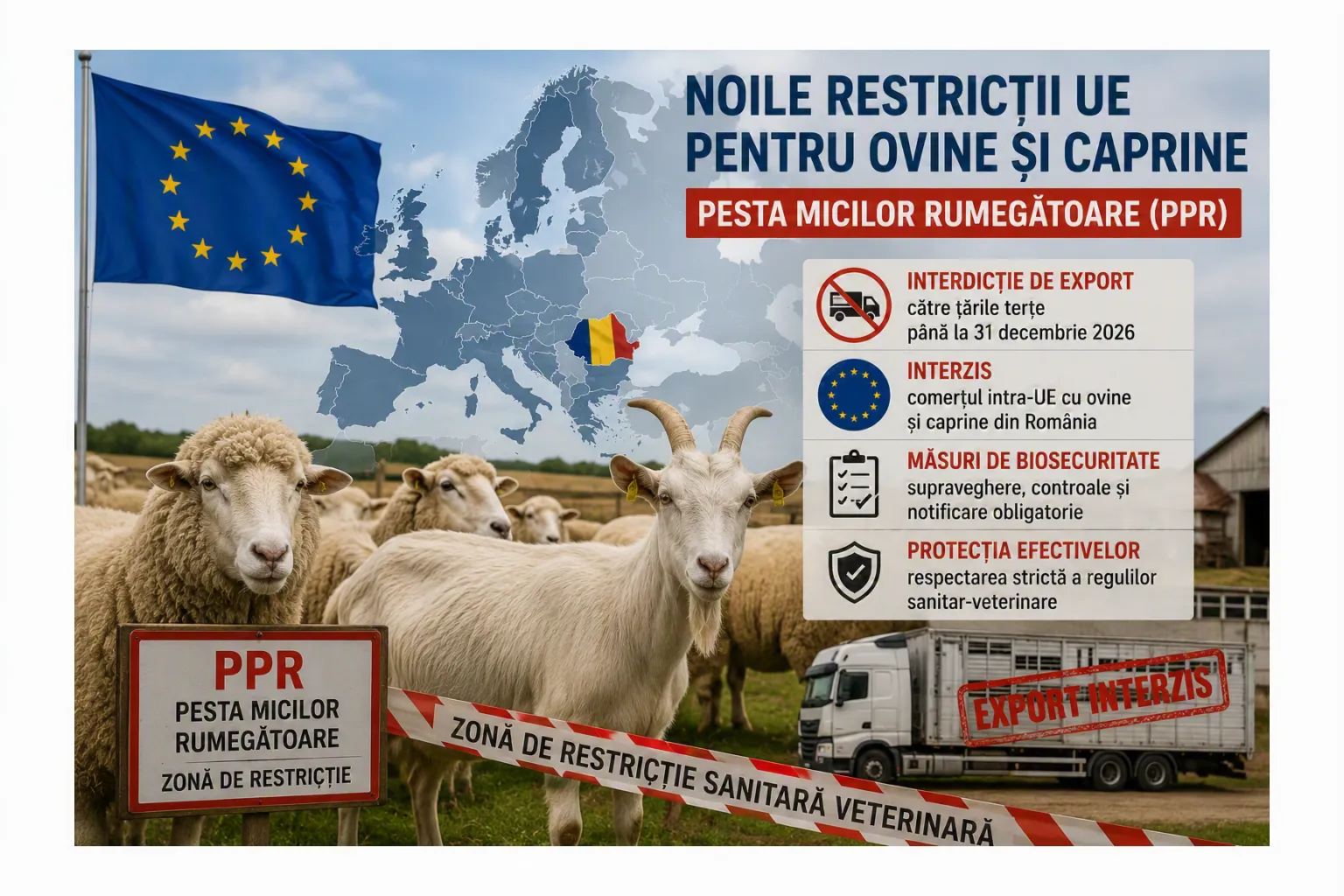 Pesta micilor rumegătoare (PPR): Noile restricții europene care schimbă piața ovinelor și caprinelor din România