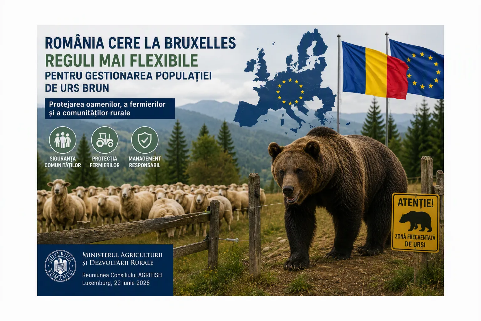 România cere la Bruxelles reguli mai flexibile pentru gestionarea populației de urs brun. Ce înseamnă pentru fermieri?