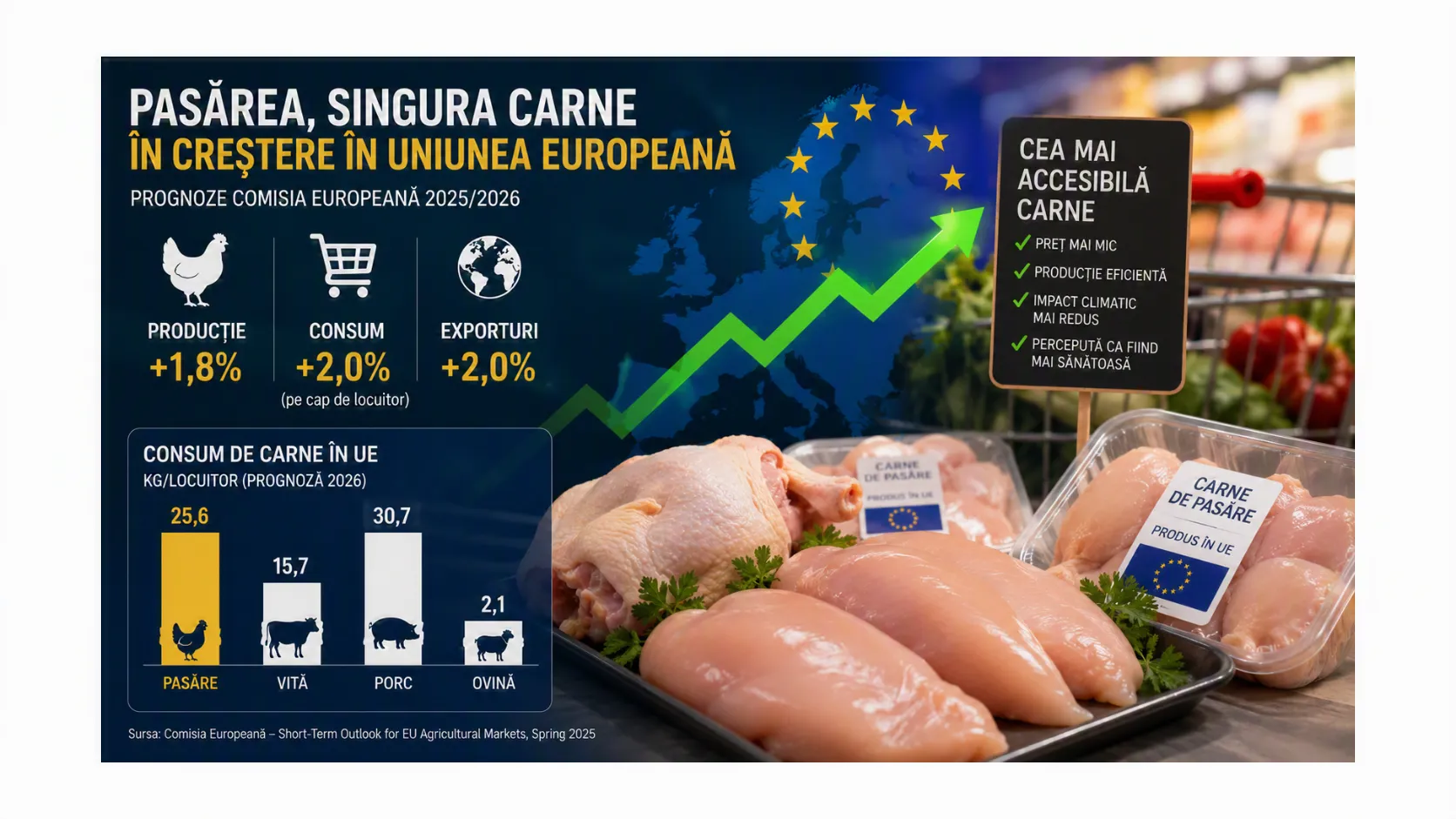 Singura carne care continuă să câștige teren în UE: de ce pasărea devine alegerea consumatorilor europeni