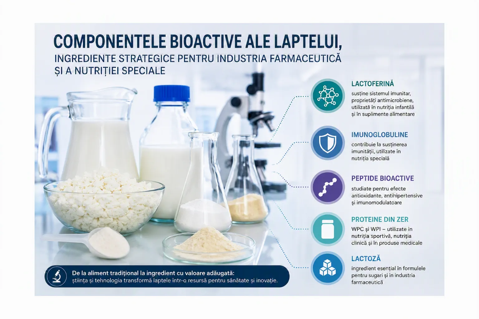 Din aliment în ingredient strategic: noile utilizări ale componentelor bioactive din lapte