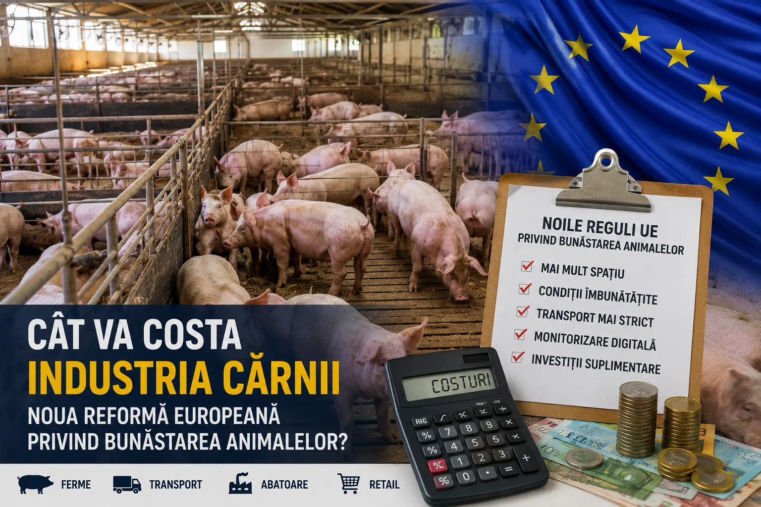 Cât va costa industria cărnii noua reformă europeană privind bunăstarea animalelor?