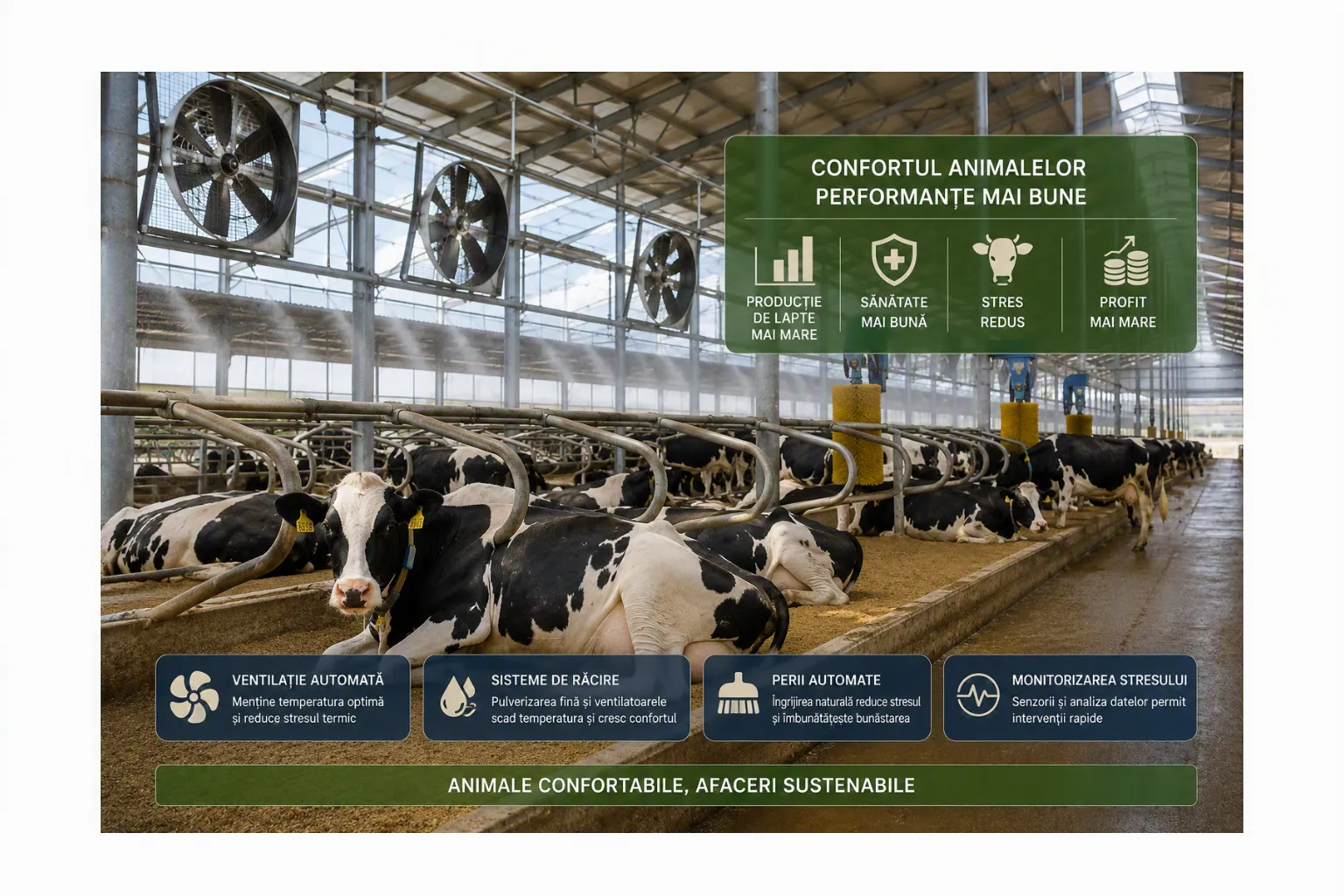 Bunăstarea animalelor devine un indicator economic: investițiile în confort aduc profit fermelor de lapte
