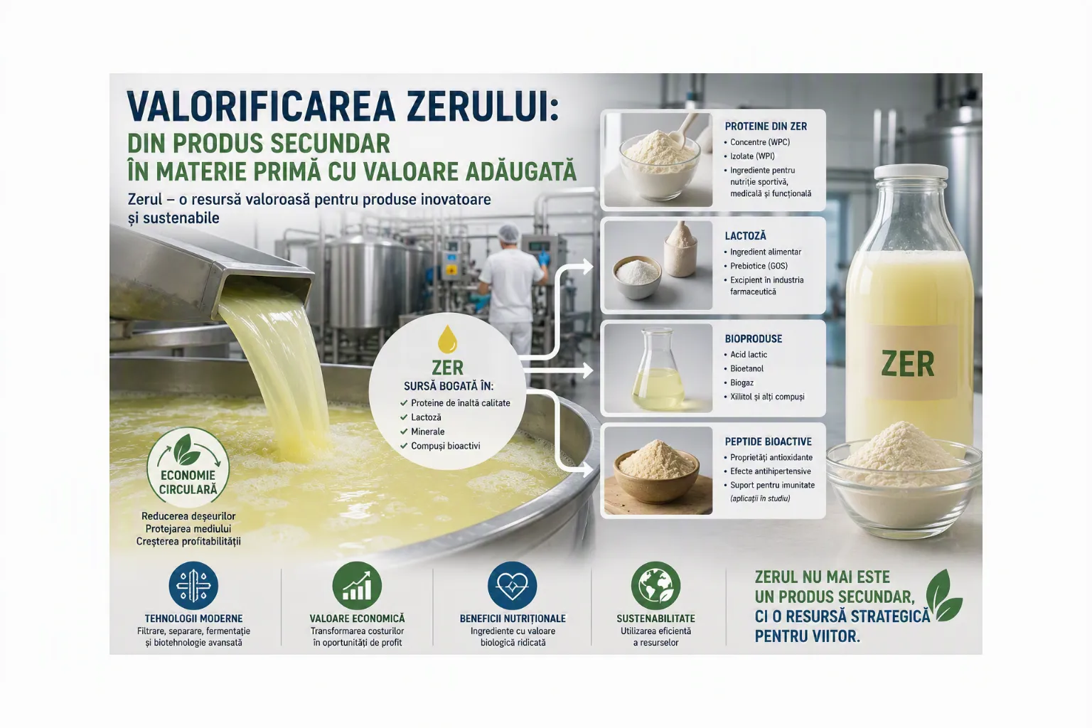 Valorificarea zerului: din produs secundar în materie primă cu valoare adăugată
