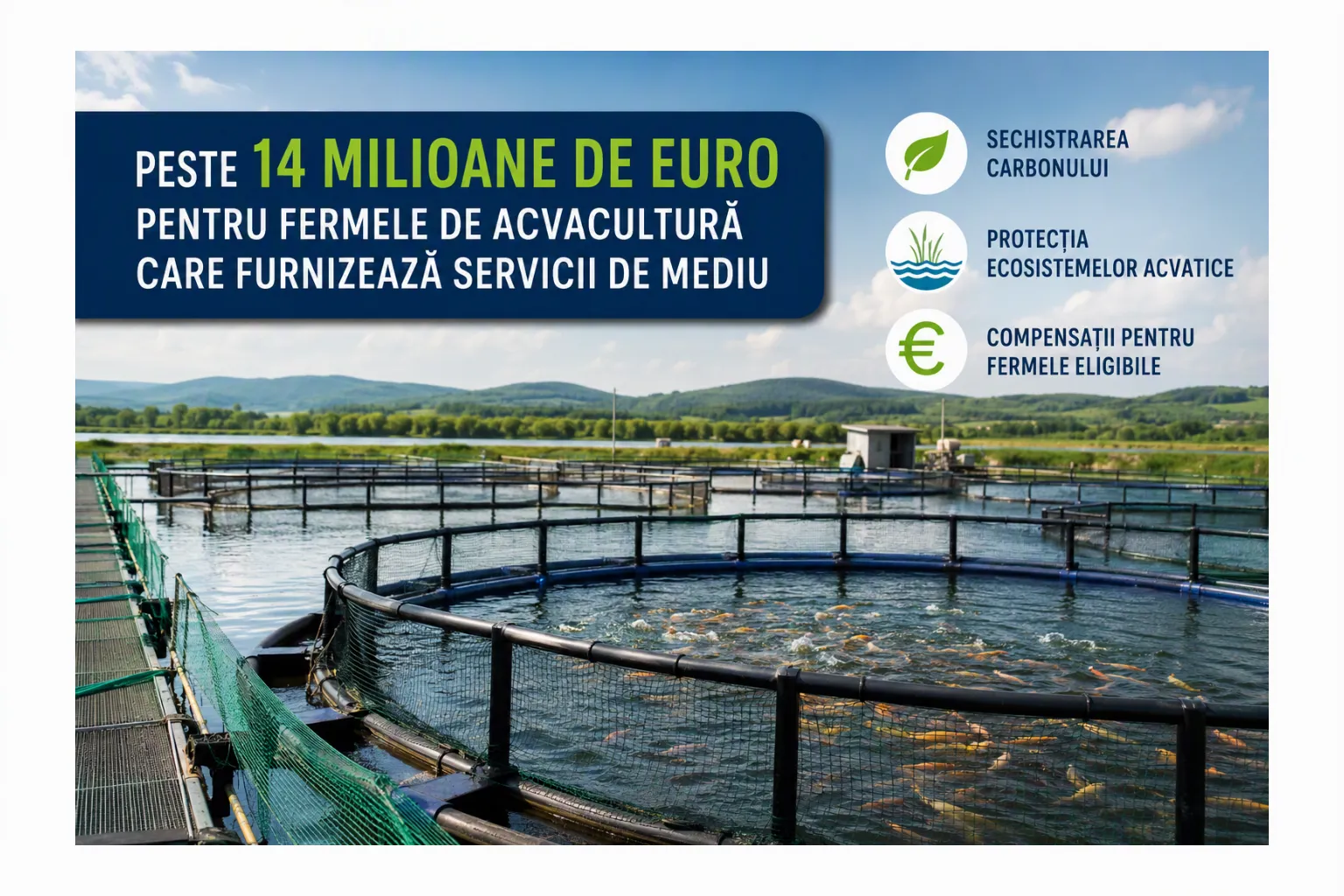 MADR pune la dispoziție peste 14 milioane de euro pentru fermele de acvacultură care furnizează servicii de mediu