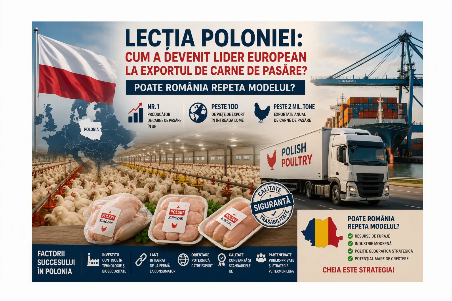 Lecția Poloniei: cum a devenit lider european la exportul de carne de pasăre? Poate România repeta modelul?