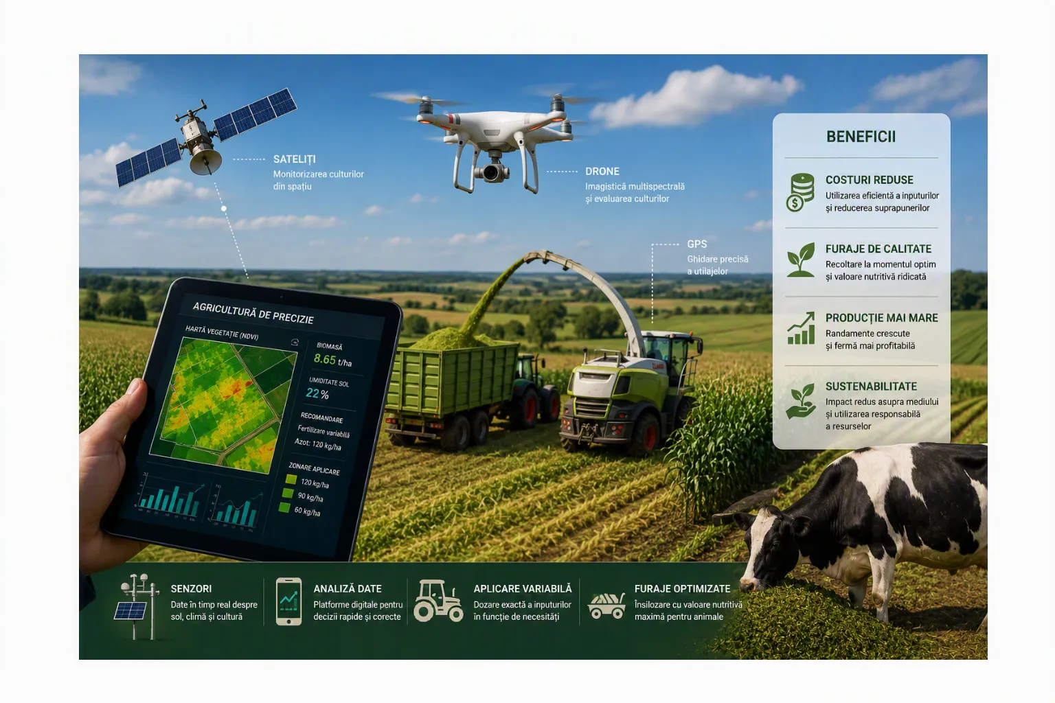 Agricultura de precizie optimizează producția de furaje și eficiența fermelor zootehnice