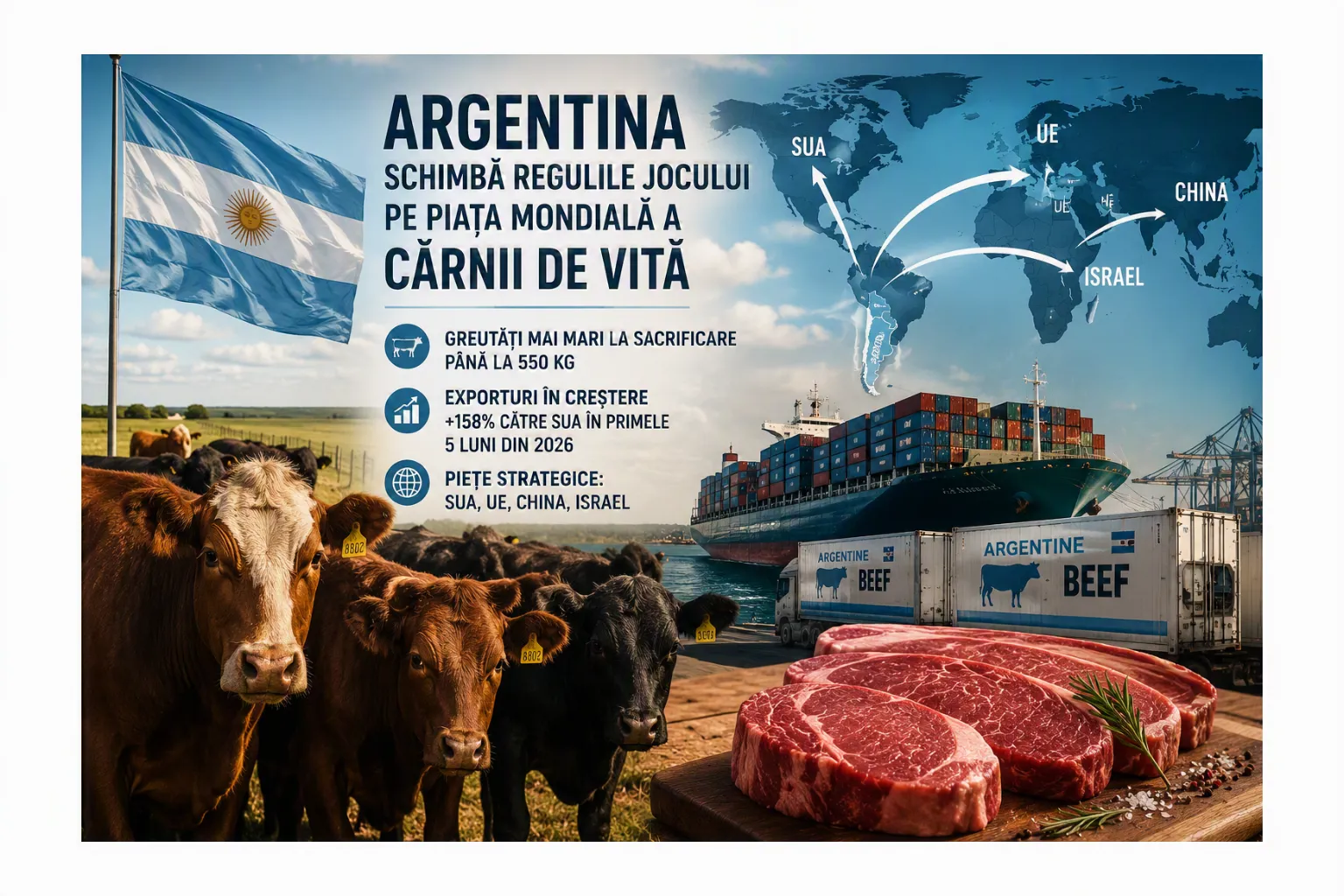 Argentina schimbă regulile jocului pe piața mondială a cărnii de vită