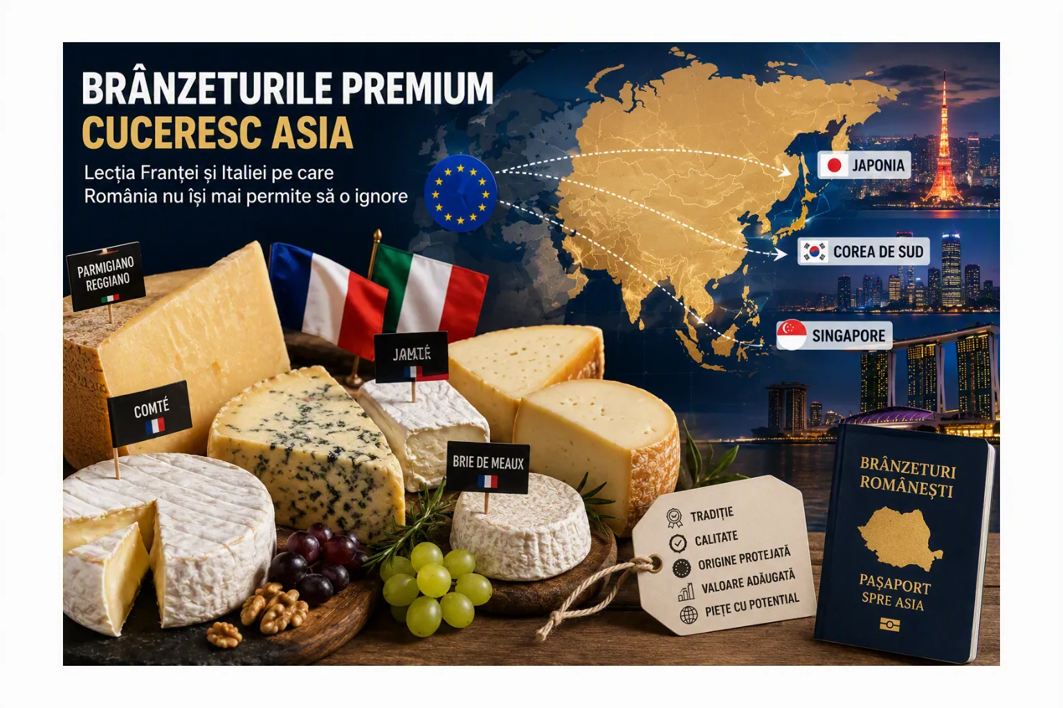 Brânzeturile premium cuceresc Asia: lecția Franței și Italiei pe care România nu își mai permite să o ignore