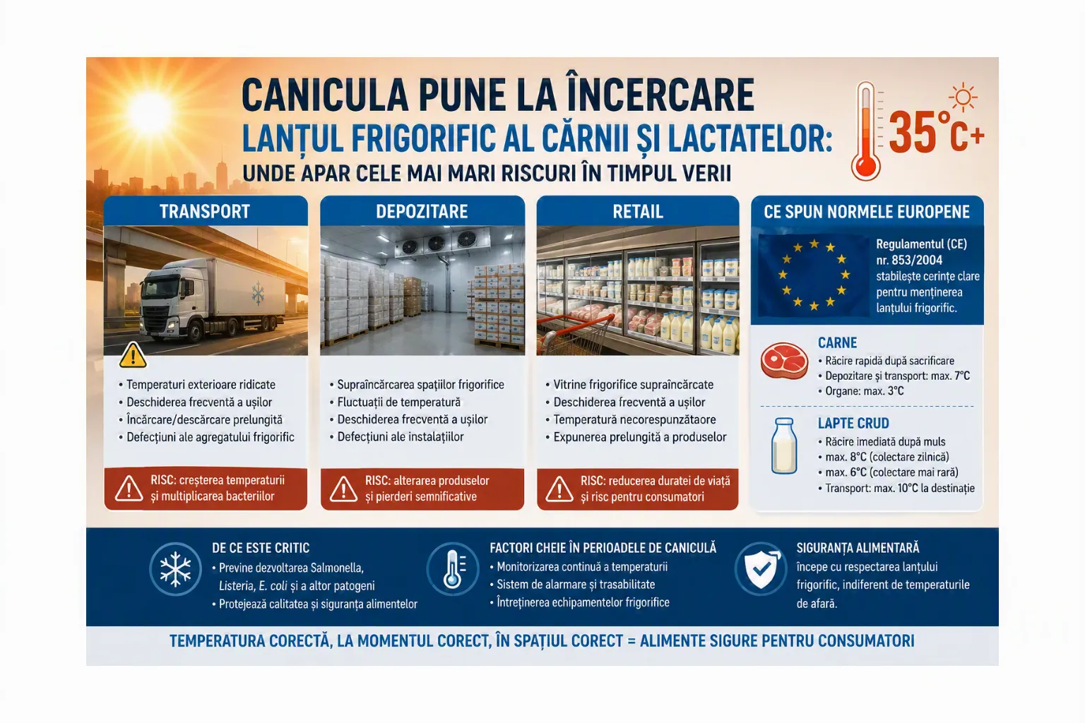 Canicula pune la încercare lanțul frigorific al cărnii și lactatelor: unde apar cele mai mari riscuri în timpul verii