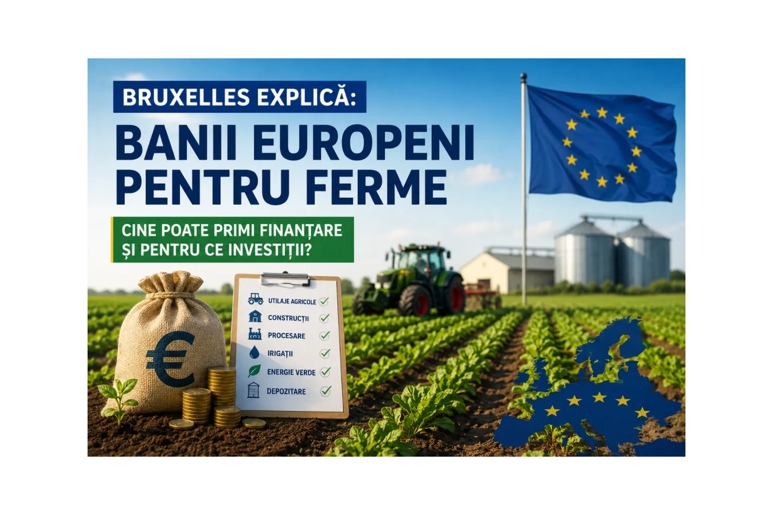 Bruxelles explică: Banii europeni pentru ferme Cine poate primi finanțare și pentru ce investiții?