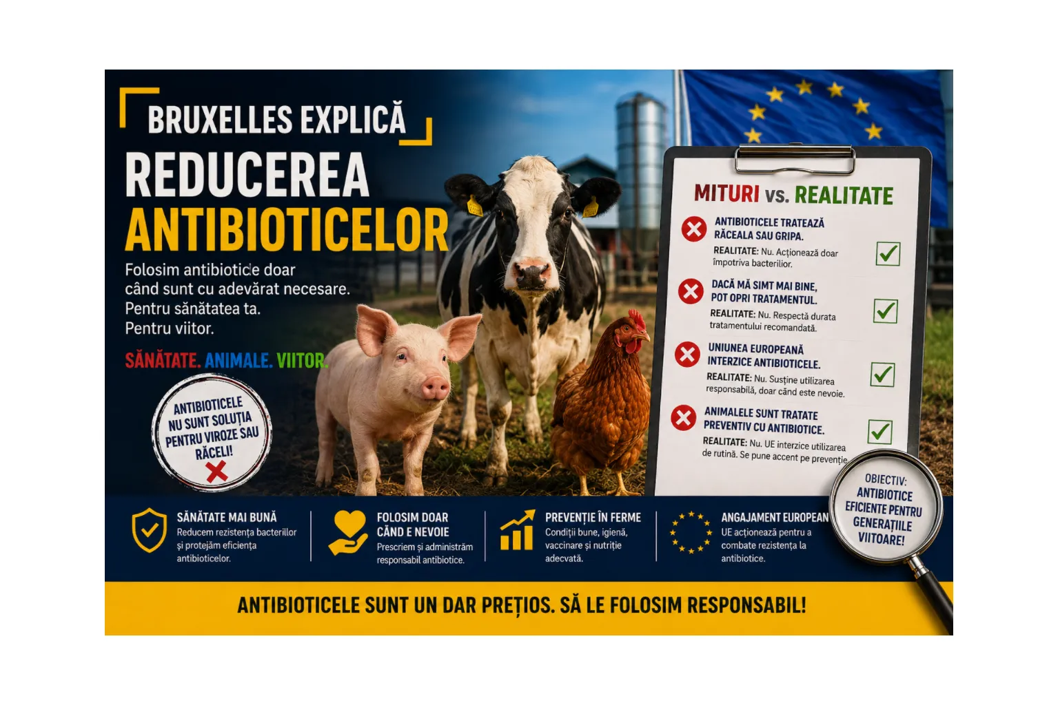 Bruxelles explică: Reducerea antibioticelor – Mituri vs. realitate