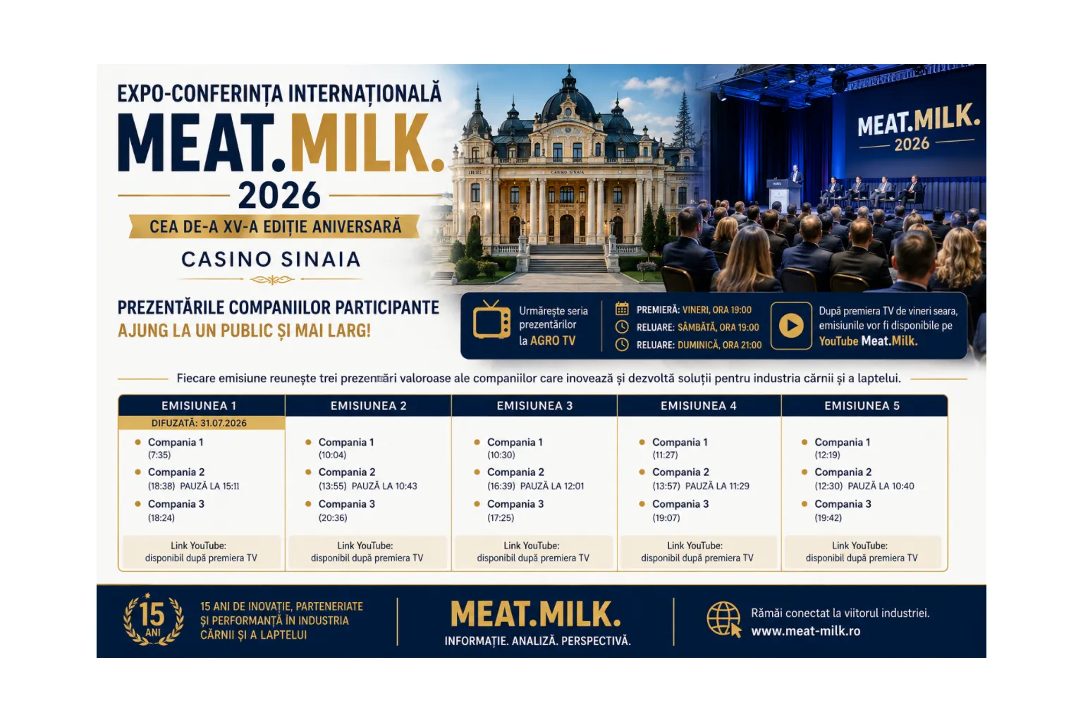 Expo-Conferința Internațională Meat.Milk. 2026 continuă la Agro TV: prezentările companiilor participante intră în grila de difuzare