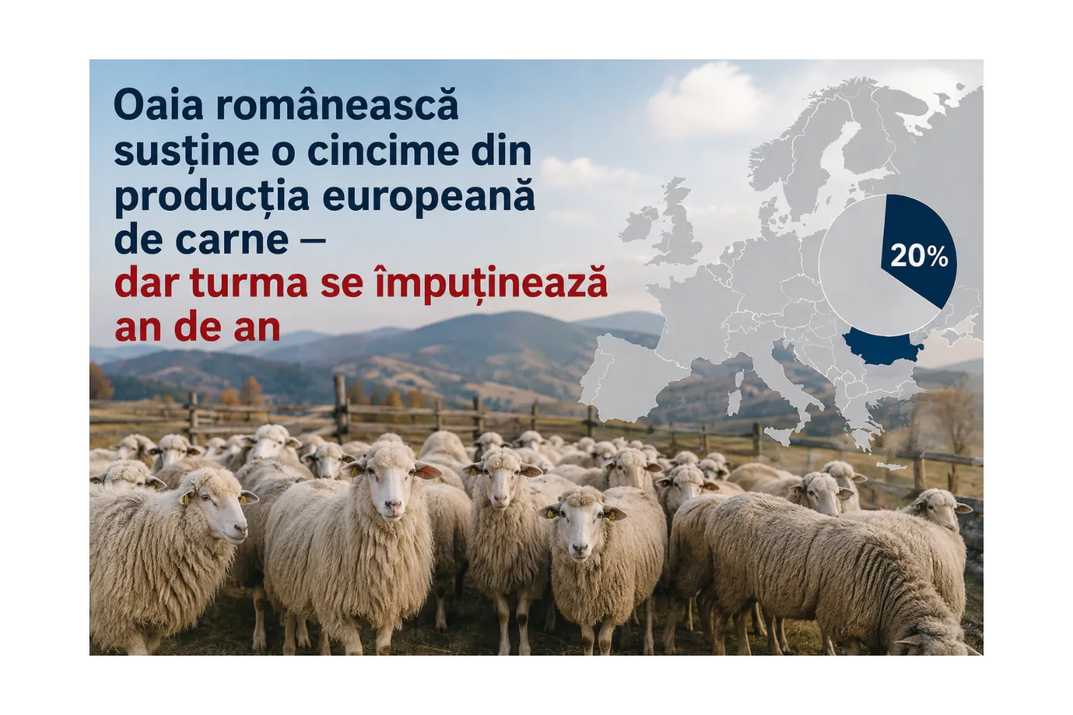 Oaia românească susține o cincime din producția europeană de carne — dar turma se împuținează an de an
