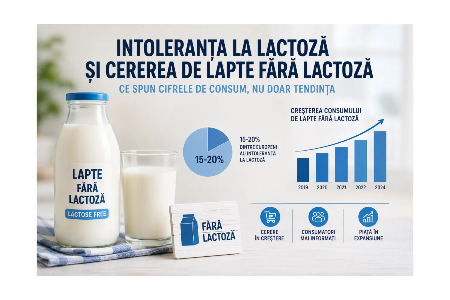 Intoleranța la lactoză și cererea de lapte fără lactoză — ce spun cifrele de consum, nu doar tendința