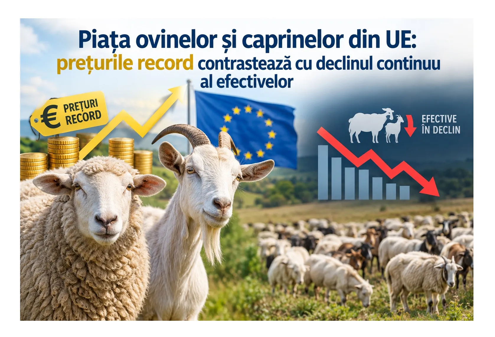 Piața ovinelor și caprinelor din UE: prețurile record contrastează cu declinul continuu al efectivelor
