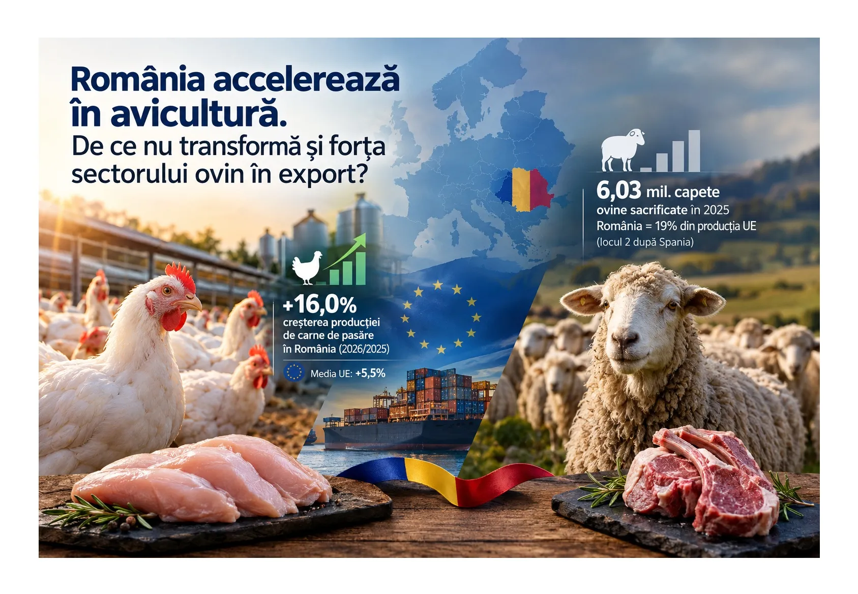 România accelerează în avicultură, dar își valorifică încă modest potențialul ovin