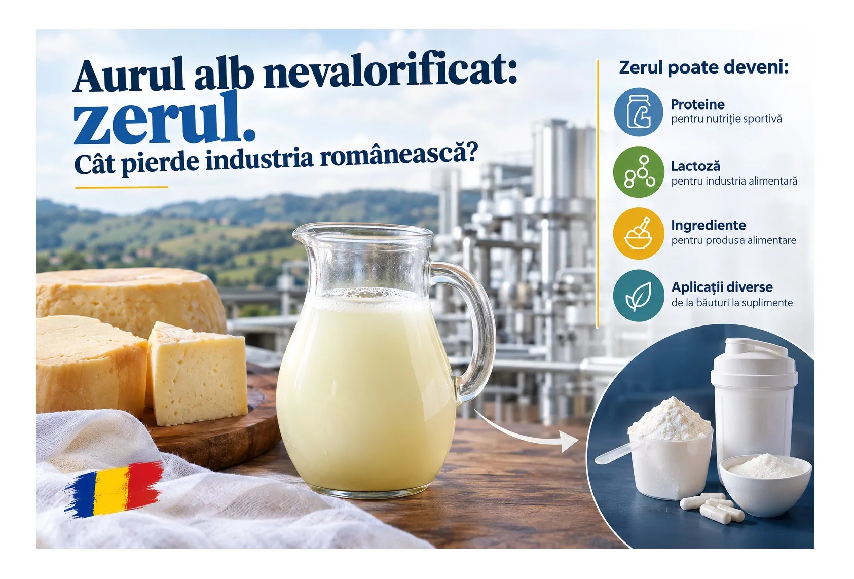 Aurul alb nevalorificat: zerul. Cât pierde industria românească?
