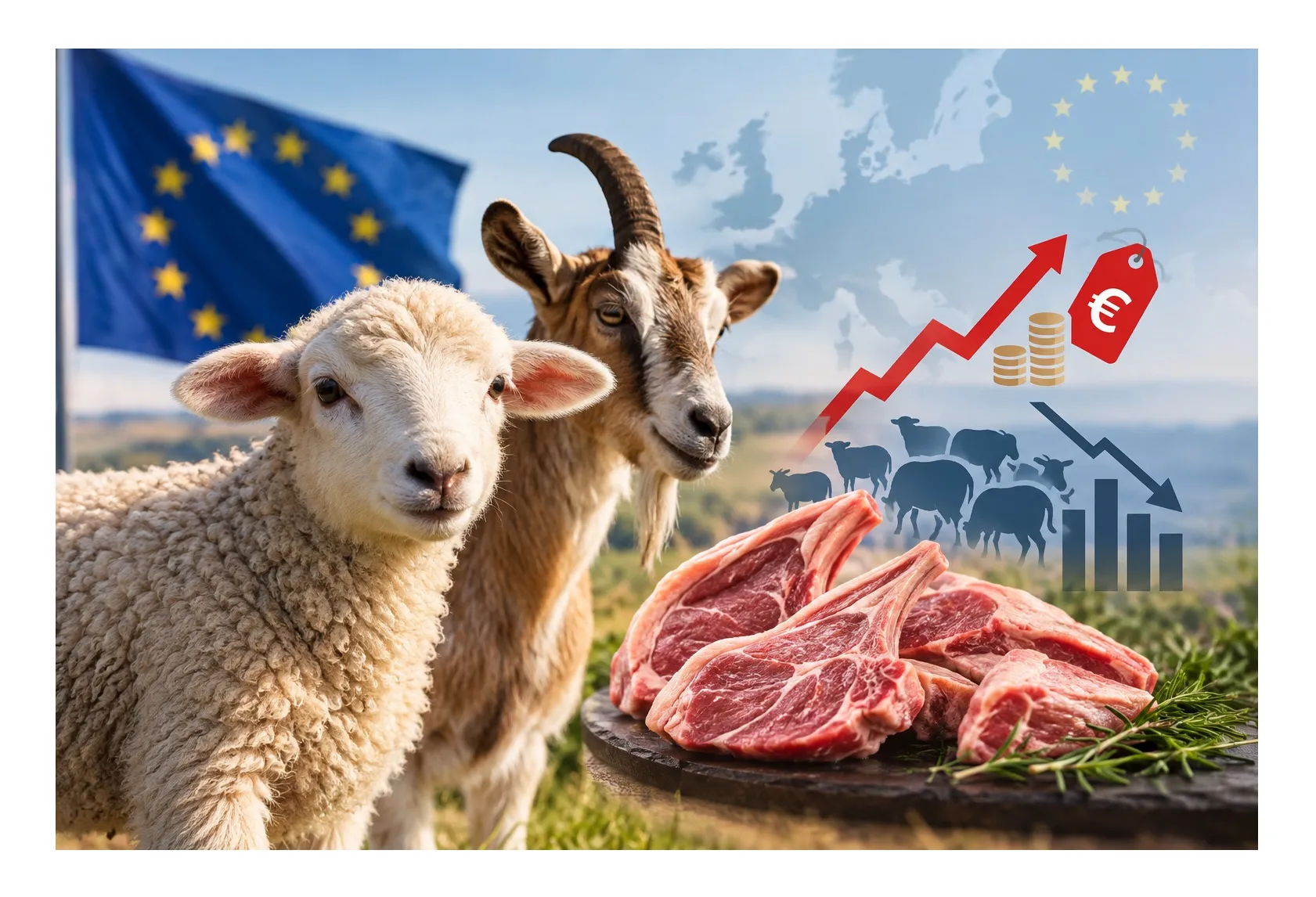 Piața cărnii de ovine și caprine în UE: prețuri record la mielul ușor, dar efectiv aflat în declin continuu