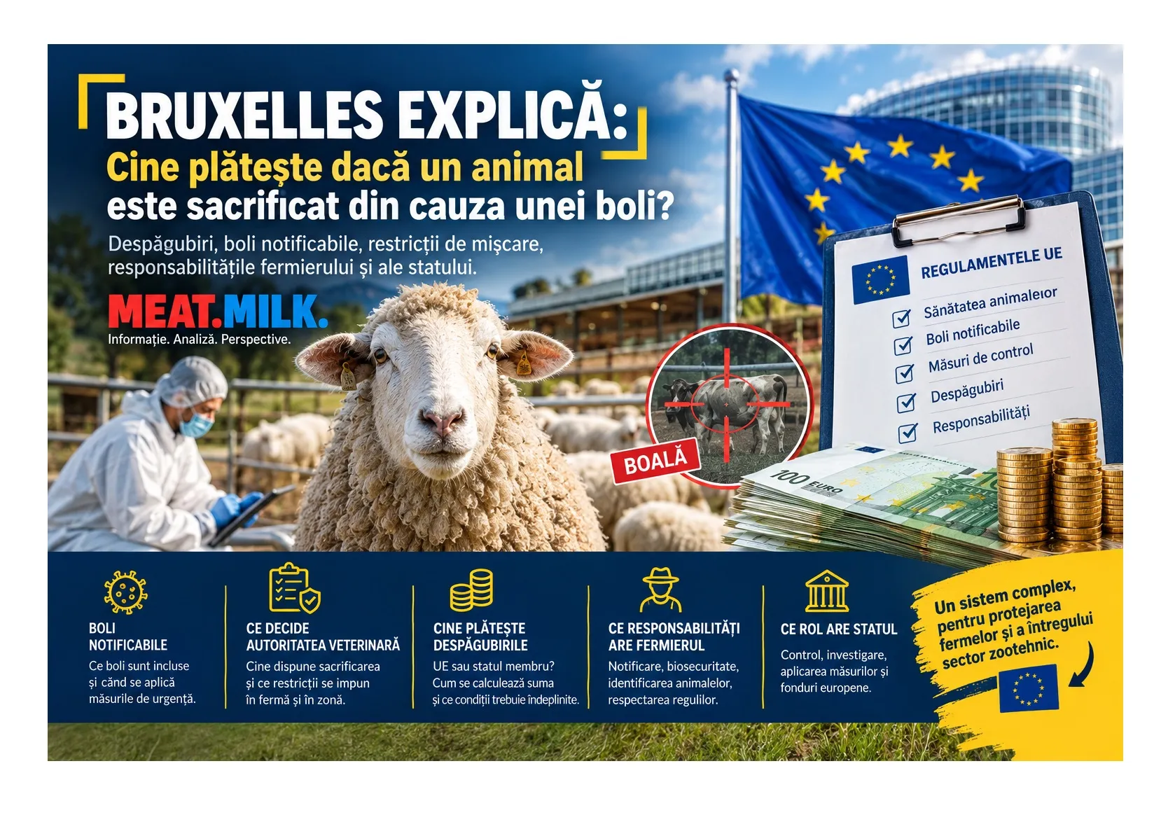 Bruxelles explică: Cine plătește dacă un animal este sacrificat din cauza unei boli?
