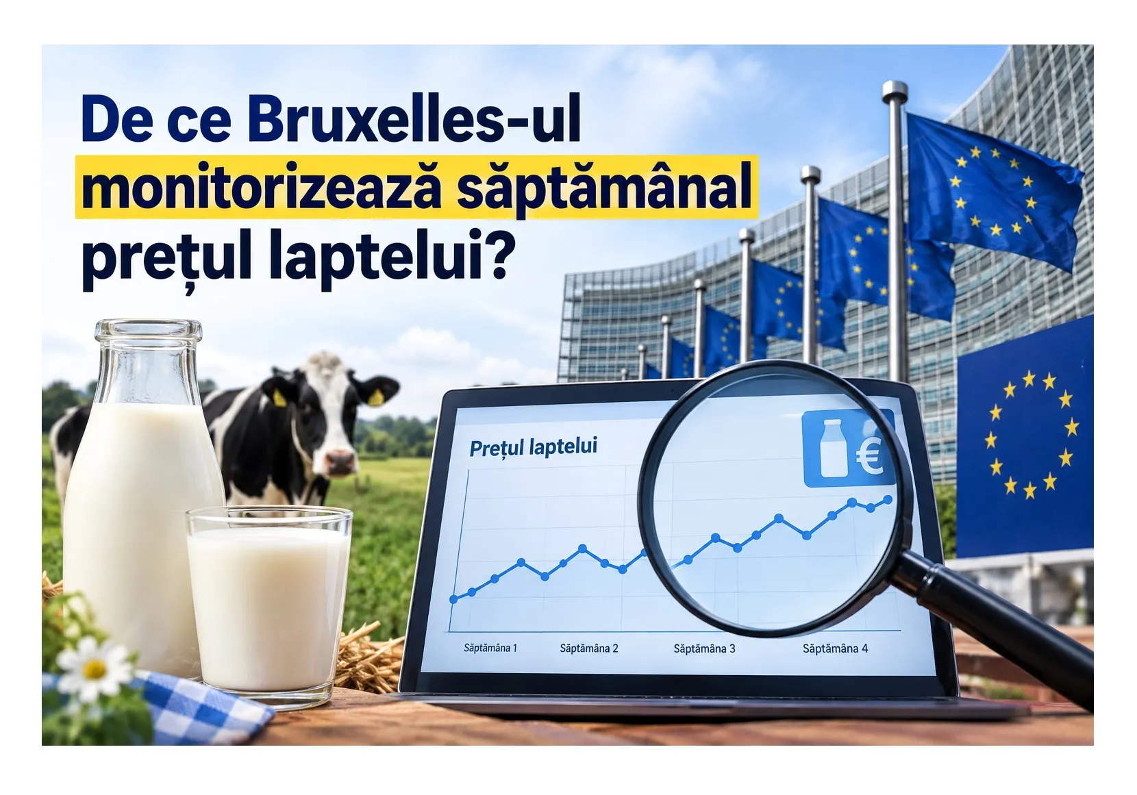 De ce Bruxelles-ul monitorizează săptămânal prețul laptelui?
