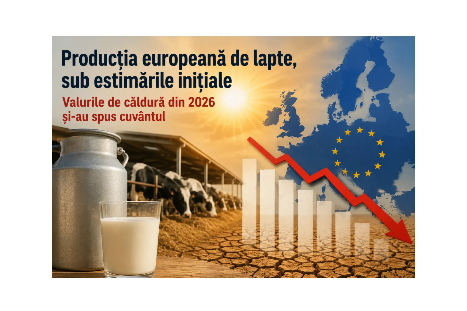 Producția europeană de lapte, sub estimările inițiale Valurile de căldură din 2026 și-au spus cuvântul